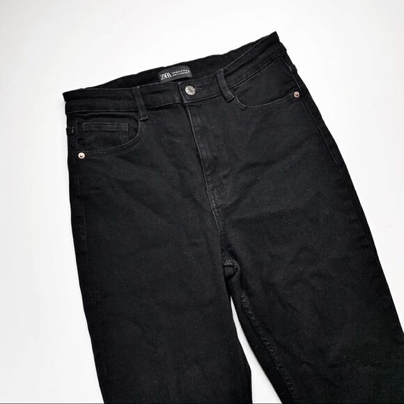 Zara High Waist Skinny Vintage Jeans Black Size 8 Stretch Denim - Picture 7 of 10